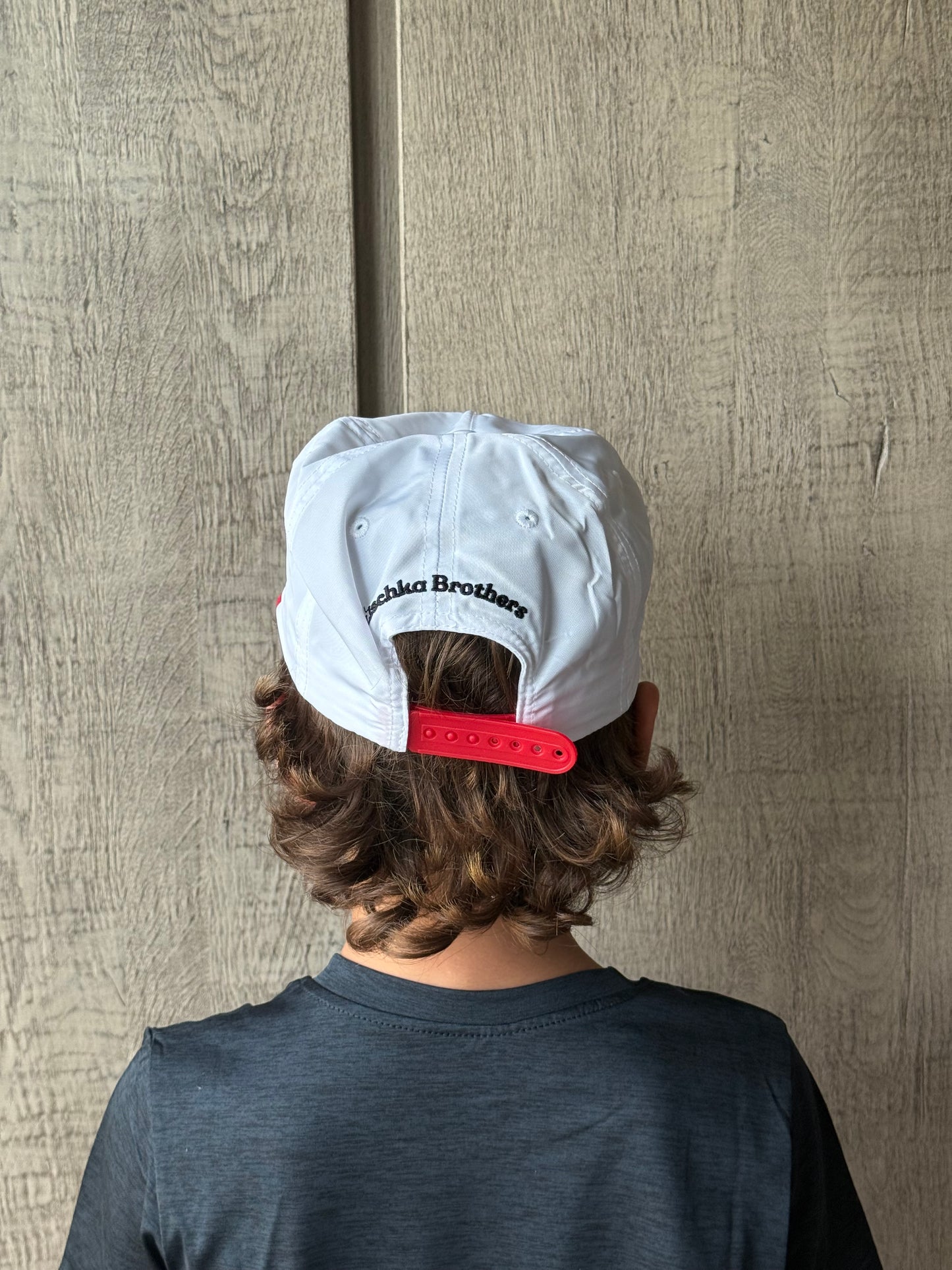 Bull Hat in White with Red