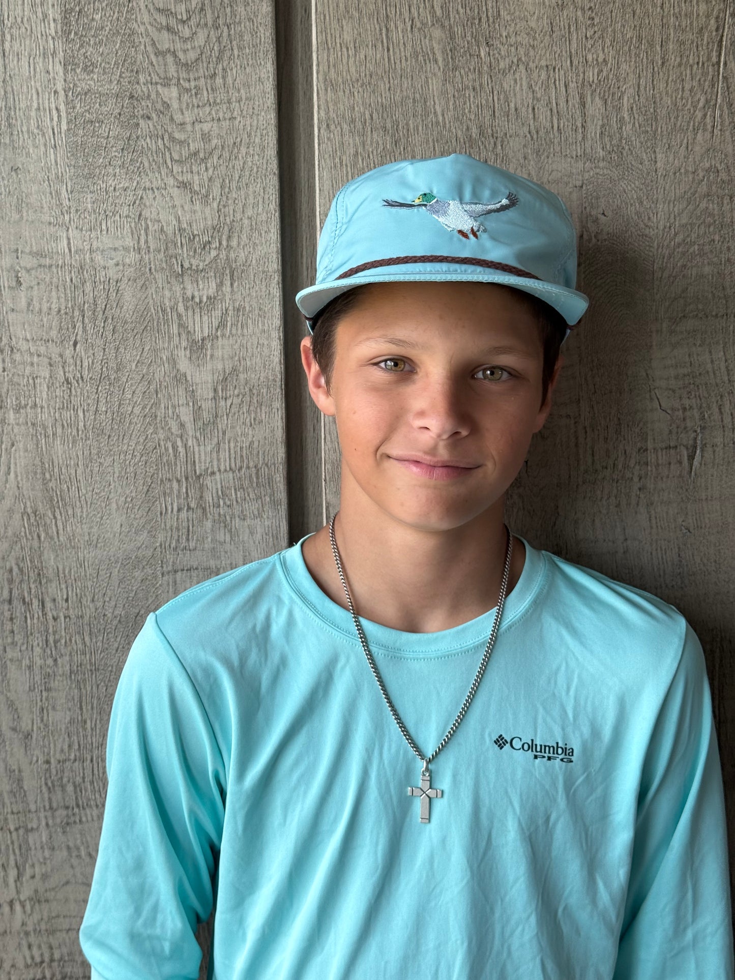 Flying Mallard Duck Hat in Aqua
