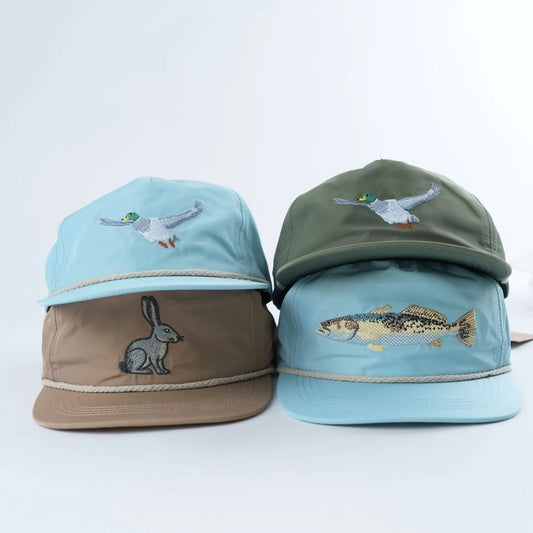 Flying Mallard Duck Hat in Aqua and Tan
