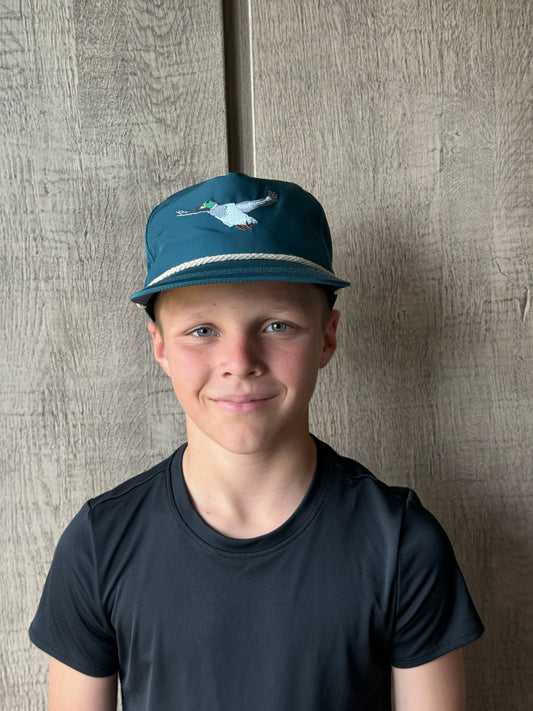 Flying Mallard Duck Hat in Teal