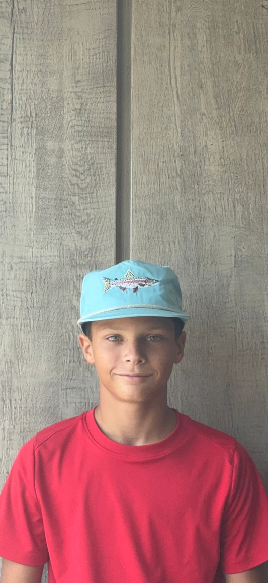 Rainbow Trout Hat in Aqua