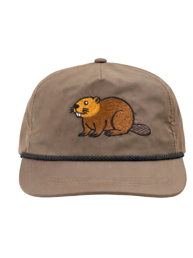 Brown cap with beaver embroidery on a white background