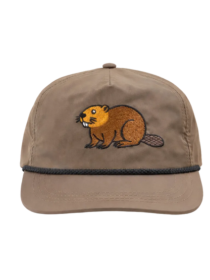 Brown cap with beaver embroidery on a white background