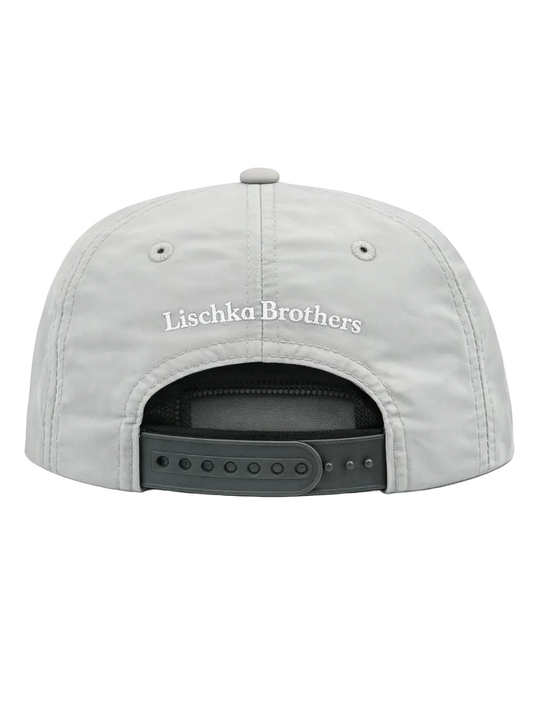 Gray cap with 'Lischka Brothers' logo on a white background