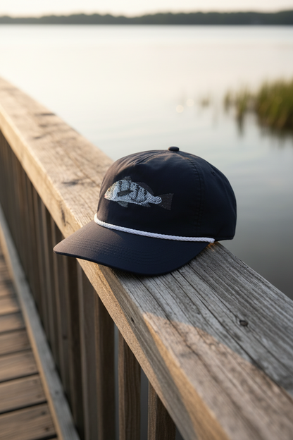 Black Drum Rope Cap, Black