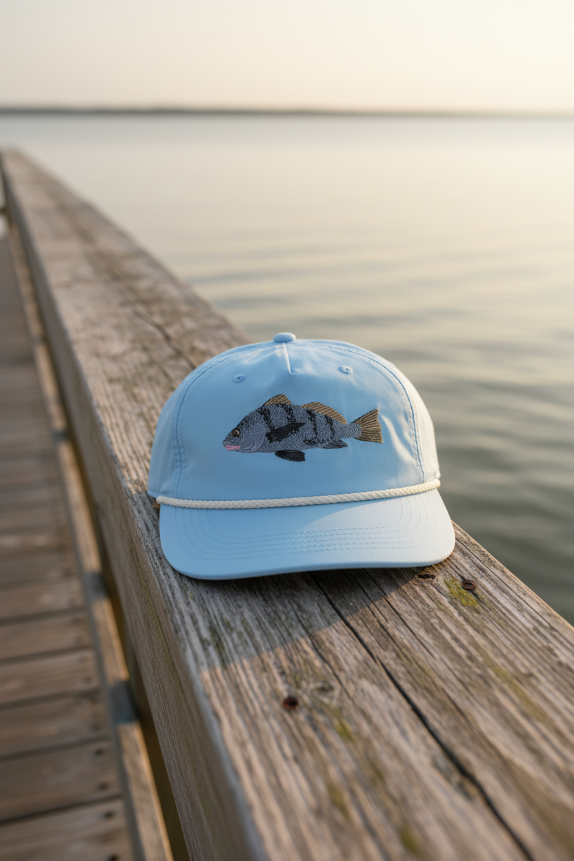 Black Drum Rope Cap, Aqua