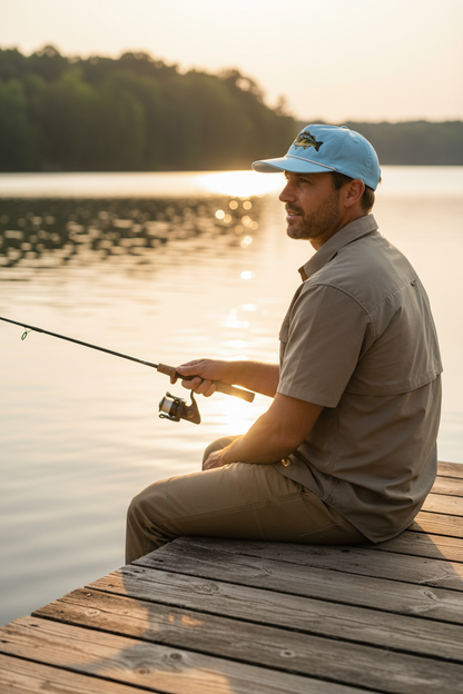 Large Mouth Bass Rope Cap, Aqua