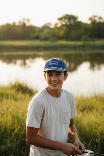 Let’s Go Fishing Rope Cap, Navy