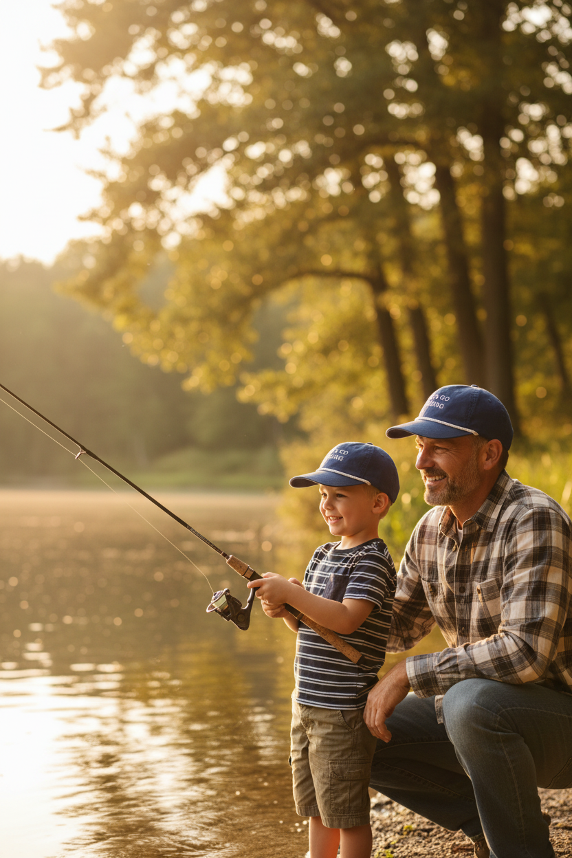 Let’s Go Fishing Rope Cap, Navy